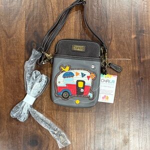 Chala Crossbody Bag with Camper Design - Gray and Multicolor